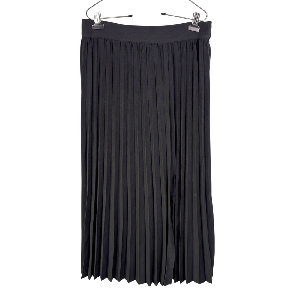 Abbott Elementary Pleated Midi Skirt Women's L Black Workwear Accordion Style